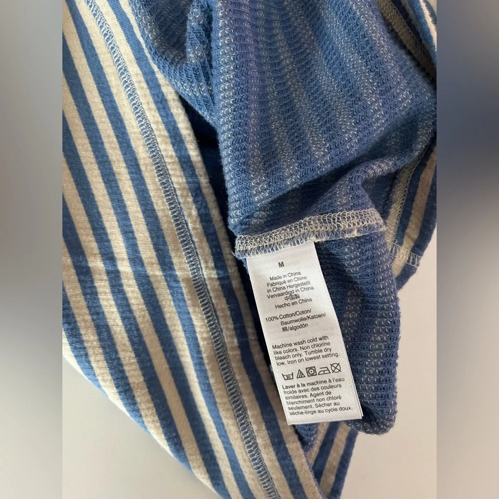Men’s J.Crew Double-knit long-sleeve raglan crewneck T-shirt blue/cream stripe M